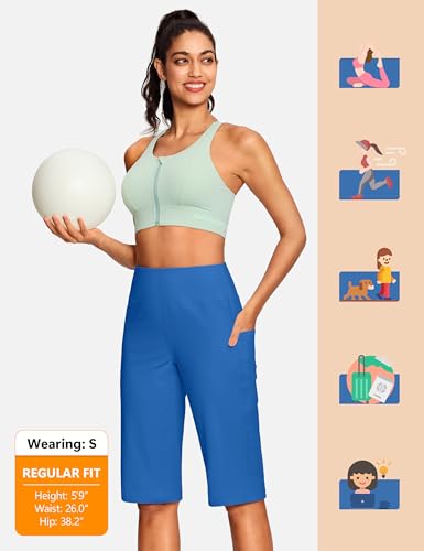 Image of ISEEGZ 15 inch / 18 inch / 21 inch / 25 inch Capri Pants for Women High Waist with Pockets Women's Capris Workout Yoga Pants Loose Straight Leg