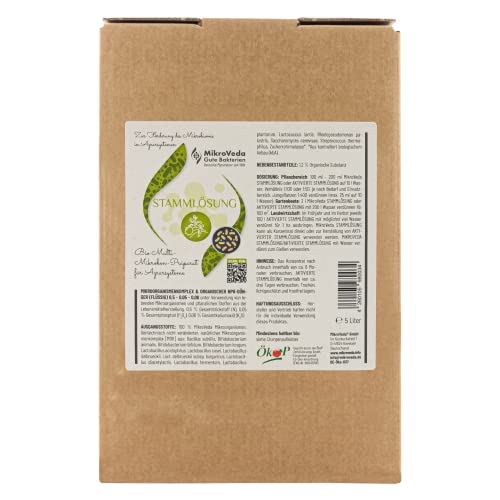 MikroVeda Solution mère biologique 5l avec micro-organismes de 15 souches, activateur de sol végétalien pour compost étangs jardin agronomie Cover