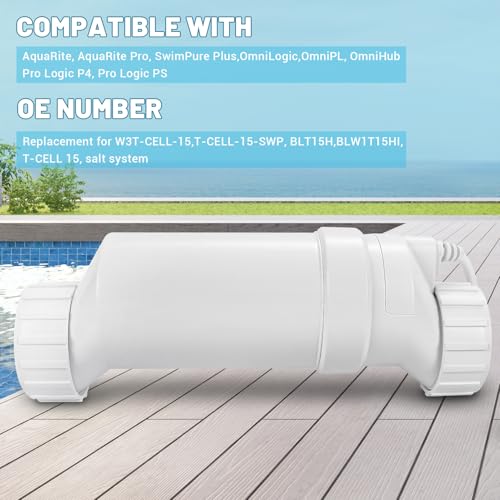 T-15 Salt Cell Replacement Compatible with Hayward AquaRite, AquaTrol, Pro Logic, Fit for W3T-CELL-15 BLT15H, Up to 40K Gallon Turbo Chlorine Generator by Orvex - Image 2