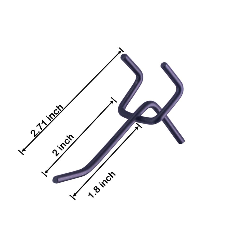 KINOMI 37 Pieces 2 Inch Black Pegboard Hooks Heavy Duty Pegs Pegboard Accessories for 1/4 in and 1/8 in Peg Boards in Garages, Tool Sheds, Basements etc - 3