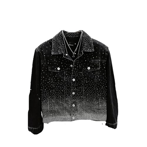 Veste denim noir homme manteau large décontracté idéal pour les sorties urbaines en automne