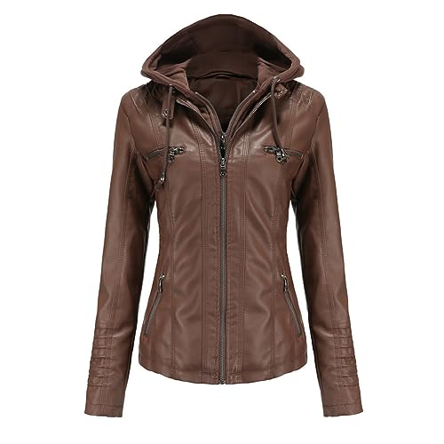 Veste en cuir pour femmes en simili PU souple et finitions zippées élégantes S