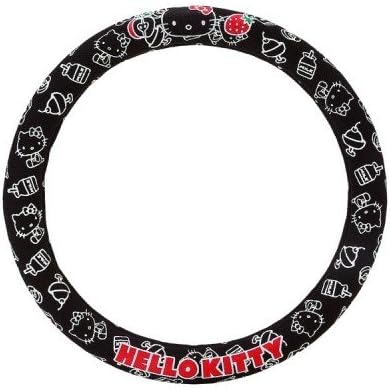 Hello Kitty Steering Wheel Cover Black Dessert w/ Red Strawberry