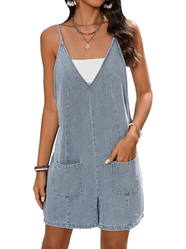 Enterizo para mujer casual de verano con cuello en V y bolsillos