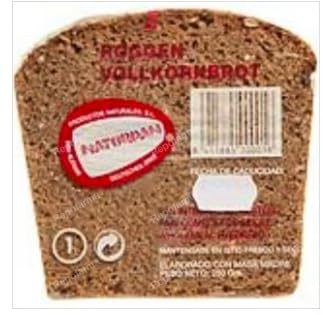Pan de Centeno Integral, 250 g, Roggen Vollkornbrot, Elaborado con