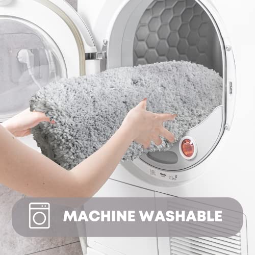 Disolla Plush Bathroom Rug Mat,Non-Slip Soft Absorbent Microfiber,Low Profile Machine Wash Dry High Pile Bath Mat For Bathroom Floor,Shower,24X48,Grey #TOP5