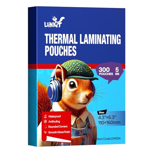 Uinkit 300Pack Thermal Laminating Pouches Card Size 4.3x6.3Inches 5Mil Thickness Laminating Sheets for Extra Protection Sealed 4x6 inches Photo Clear Glossy,Lamination Sheets Paper for Laminator