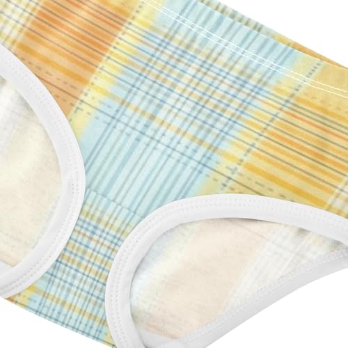 Girls' Sport Panties Organic Underpants for Kids Yellow Plaid Pattern4