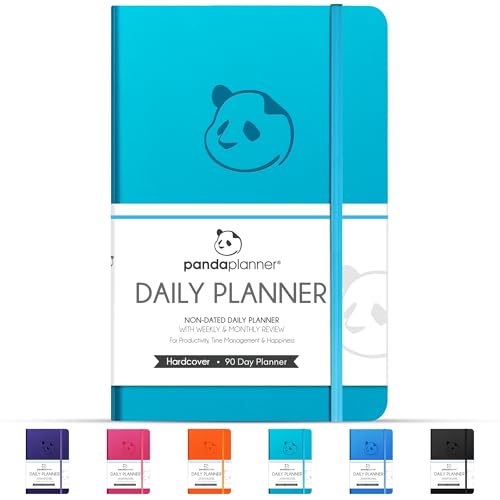 Panda Planner Classic A5 Daily Planner 2026 – Undated Daily Monthly & Quarterly Planner with Hourly Schedule, To Do List, Goal Planner, Habit Tracker, Gratitude Journal & Productivity Organizer – Cyan Blue