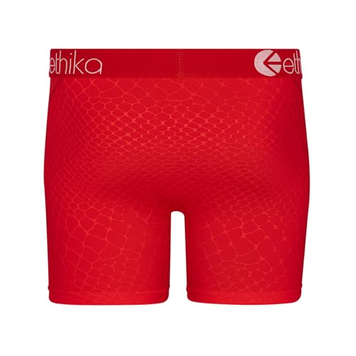 Ethika Mens MID Boxer Brief | Embossed Python -Red-3