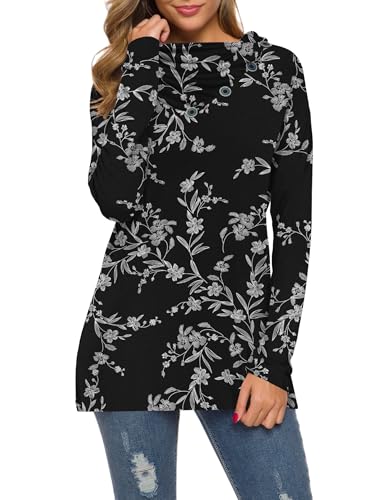 Image of WEACZZY Women's Long Sleeve Shirts Button Cowl Neck Casual Loose Tunic Tops Blouse Dressy Fashion 2026