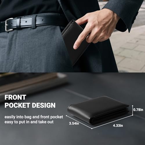 GNDR Wallet For Men RFID Blocking Black Wallets Bifold Faux Leather Card Holder Front Pocket Mens Accessories With Gift Box3