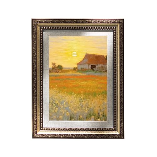 5x7 Vintage Picture Frame Antique Gold– 7x5 Gold Ornate Photo Frame with Wall Hooks, Antique Photo Frames for Tabletop or Wall Hanging Gold, 13cm x18cm