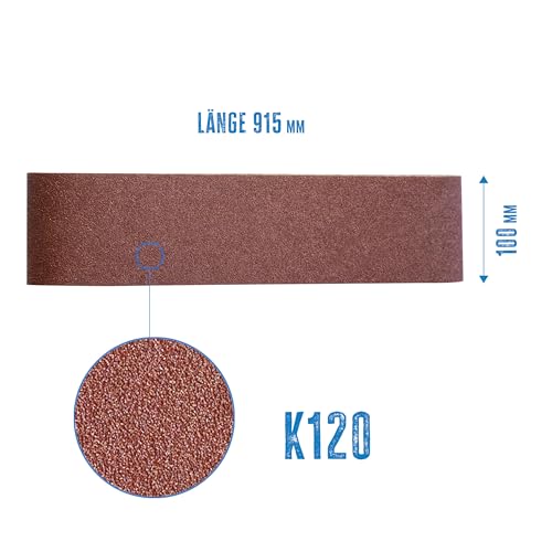 Güde 41287 Schleifband K120 915x100 mm 3-tlg. (Material Korund, Trägermaterial Polyester-Gewebe, rutschfeste Anbringung)