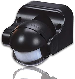 QWYEURO Infrared Motion Sensor Lighting Switch Wall Mounted IP44 12M Range Max.1200W (black)