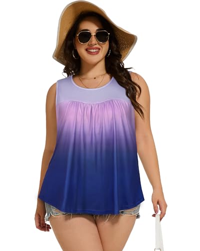 Image of Women Plus Size Tank Top Casual Summer Tops Loose Fit Sleeveless T Shirts Trendy Crewneck Tunic Tees 2026