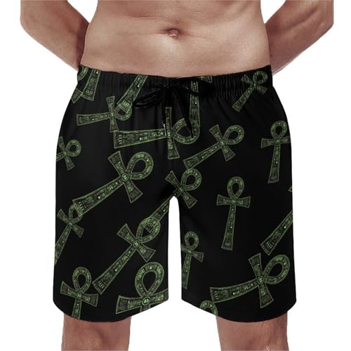 Pantalones cortos de natación con secado rápido y forro de malla cómodo Green Ankh