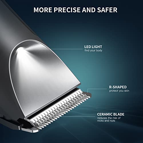 Körperhaartrimmer,Intimrasierer für Männer,Elektrischer Balls Trimmer,Bodygroom für Eier und Leisten,Wasserdichter Nass/Trocken Haarschneider,Keramikklingen Hoden Rasierer mit LED-Beleuchtung - Image 3