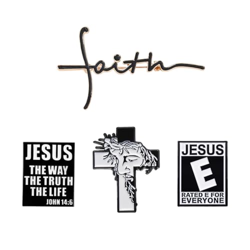 Image of 4PCS Jesus Pin,Christian Pins Enamel Lapel Pin,Jesus Pins for Backpacks Hat Jacket,Religious Belief Cross Lapel Brooch for Women Christmas Jewelry Bags Clothing Decoration