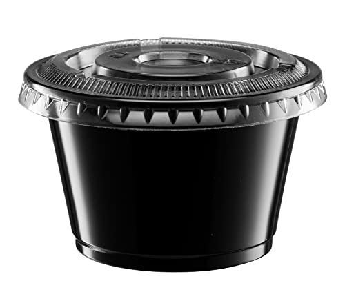 Image of ELEGANT DISPOSABLES Black Diposable Plastic Portion Cups 4 oz - 100 Sets