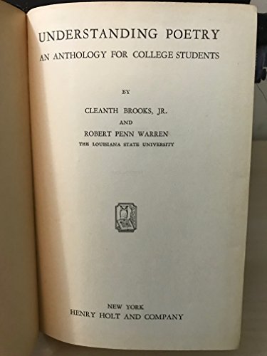 Understanding Poetry: An Anthology for College ... B0017T4ILU Book Cover