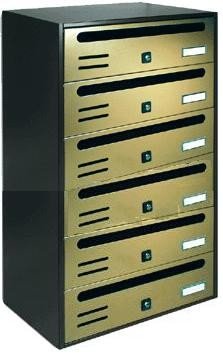 ALUBOX CUBO Cassette Postali Condominiali 6 Posti 63X38,5X25 Cm In Lamiera Zincata Cassetta Postale Condominiale Orizzontale Da Esterno E Interno Protetto (ANTRACITE E SPORTELLI BRONZO)
