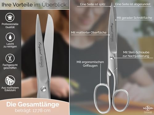 Küchenschere aus Solingen Haushaltsschere Vielzweckschere 7 Zoll Made in Germany mit Scharfem und Präzisem Schnitt Universal Schere Allzweckschere Haushaltshelfer aus Rostfreiem Edelstahl 17,78 cm