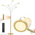 LED Arc Floor Lamp with Remote, 2250LM Dimmable Gold Floor Lamp with Timer, Adjustable Colors, Brightness & 5 Adjustable Arms, Multi-Head Tall Tree Standing Lamp for Living Room Bedroom Corner Office