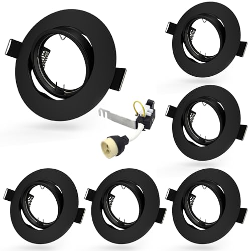 Allesgute 6X LED Downlights for Ceiling Modern GU10 Spotlight Fittings Round Matte Black 30° Adjustable Downlight Spot Lights Frame with GU10 Lamp Holder 240V