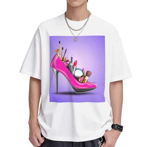 T-shirt manches courtes respirant en coton imprimé maquillage pour femme