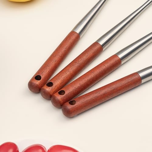 FJNATINH Silicone Spatula - Ladle - Skimmer Wok Tool Set,Stainless Steel Non Stick Heat-Resistant Cooking Utensils BPA Free Kitchen Utensils Cookware with Wooden Handle, Pack of 3 - Thumbnail 6