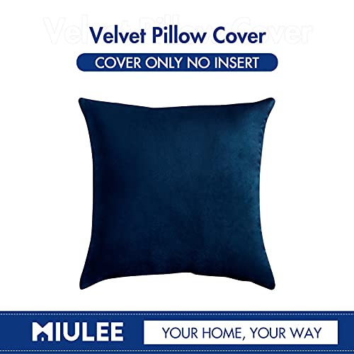 MIULEE Velvet Pillow Cover Soft Luxury Decorative Throw Pillow Cover Eruo Sham Single Rectangle Cushion Case for Couch Sofa Bedroom Car Decor,24x24 Inch Dark Blue