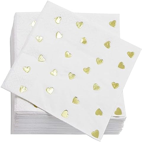 Juvale Metallic Gold Foil Heart Napkins Cover