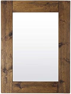 MirrorOutlet Large Rustic Natural Solid Wood Brown Wall Mirror 4Ft X 3Ft (122cm X 91cm), 122x91
