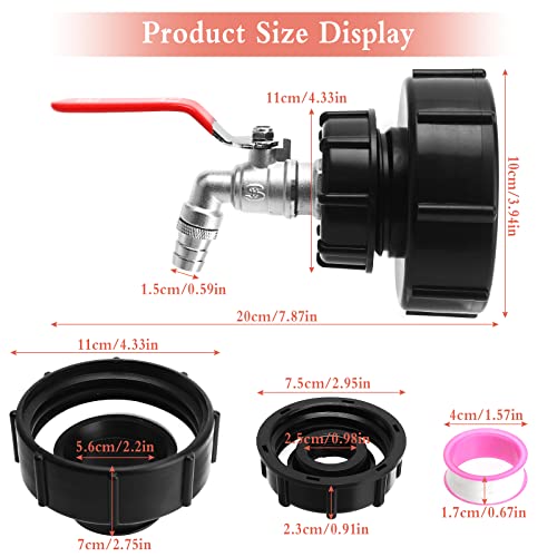 IBC Tank Fittings IBC Adapter Connector 3/4" IBC Connector Leakproof IBC Tank Valve Detachable IBC Water Tank Adapter Valve Fitting Parts for S60X6/S100x8 IBC Water Storage Tank or Hose Connector - Image 2