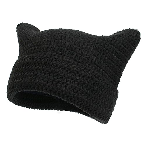CHICTRY Cute Cat Ear Crochet Hat Striped Beanie Y2K Gothic Knitted Hat Beanie Grunge Accessory for Outdoor Travel Streetwear