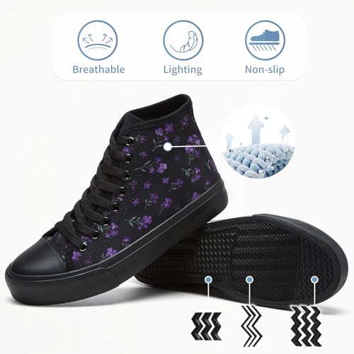 Image of Uoidru High Top Sneakers for Women Canvas Shoes White Canvas High Tops Women Casual Shoes Lace Up Fashion Sneakers