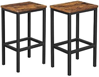 VASAGLE Bar Stools Set of 2, Breakfast Stool Chairs, for Kitchen, Dining Room, Living Room, Industrial Style, Rustic Brown and Black LBC65X