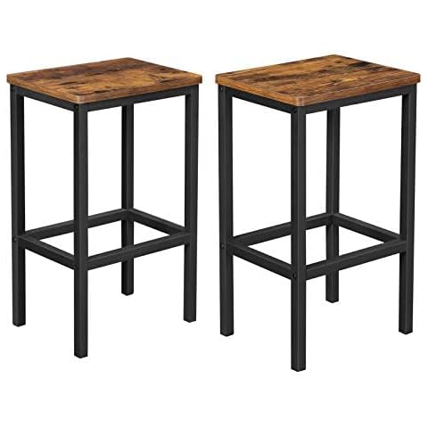 VASAGLE Taburete Alto Industrial Marrón y Negro Juego de 2 Cover