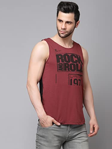 Image of Rigo Stylish Cotton Printed Vest for Men | Round Neck,Regular Fit, Sleeveless T-Shirt Vest for Men | Casual Innerwear Sando for Men & Boys - Perfect for Workouts Gym, Vacations, and Beaches