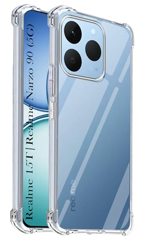 Image of Jkobi Shockproof Crystal-Clear Back Cover for Realme 15T | Realme Narzo 90 (Anti Yellow Case | Drop & Camera Protection | Hard Polycarbonate)