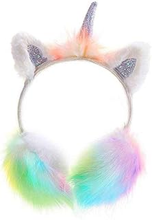 iPobie Girls Unicorn Earmuffs Cartoon Winter Plush Earmuffs Warmer Fluffy Cute Ear Muffs