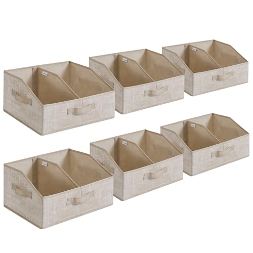 SONGMICS Set of 6 Storage Baskets, Foldable Storage Bins, Fabric