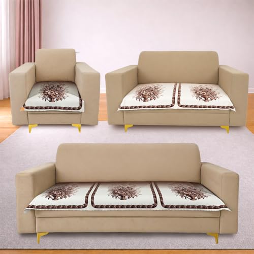 Image of Homerz Premium 'Luxe Series' Holland Velvet Sofa Cover | Smooth Finish | Anti-Skid Fleece Backing | Soft Touch Couch Protector for Living Room (Rust, 6 (3+2+1) Seater, Only Seat Cover)