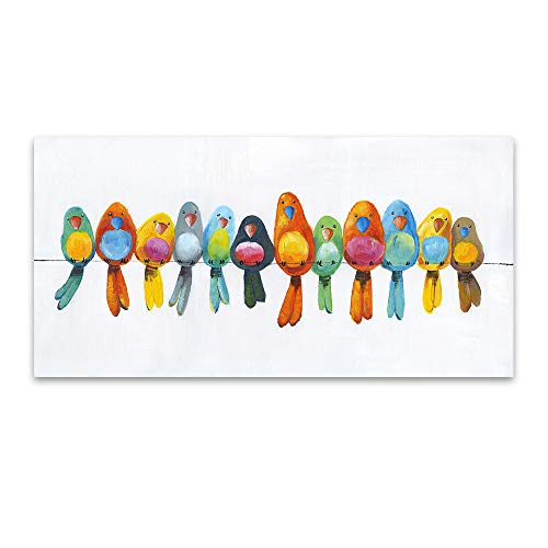 Peinture murale oiseaux sur fil pour habiller un grand mur vide toile animale 80x160cm