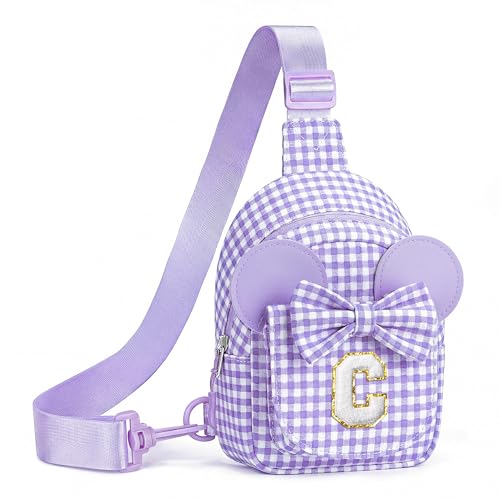 Image of Anoup Sling Bag for Girls Kids Gifts for 2 3 4 5 6 7 8 Year Old, Purple C | Girls Kids Crossbody Bag, Girls Kids Birthday Gifts, Initial Purse for Toddler, Birthday Gifts for Daughter Granddaughter