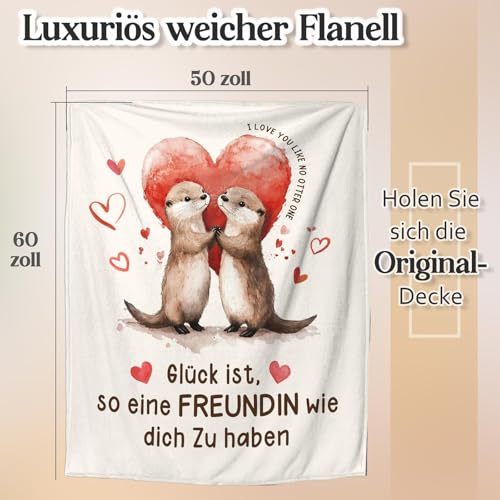 Einanmut Geschenke Valentinstag für Sie, Geschenk Freundin Geburtstag - Ultra-weiche Decke, Beste Freundinnen Geschenk, Geburtstag Geschenke für Freundin 157 x 132 cm