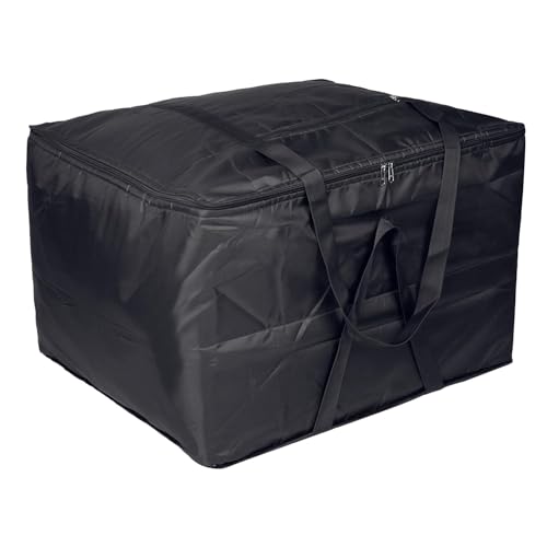 Image of Kuber Industries Jumbo Storage Bag with Handle & Zipper Closure | Parachute Underbed /Wardrobe Clothes Storage Organizer | Black