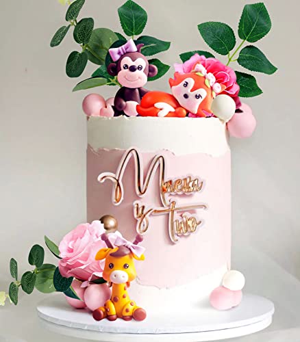 Jevenis Floral Jungle Animals Cake Decoration Floral Jungle Baby Shower Decoration Floral Jungle Birthday Party Decoration Girls Wild One Cake Decoration Girls Two Wild Cake Decoration #TOP3