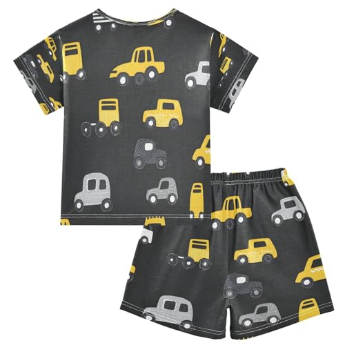 senya Short Sleeve Pajamas Sets Summer Cotton Sleepwear Yellow Gray Car2